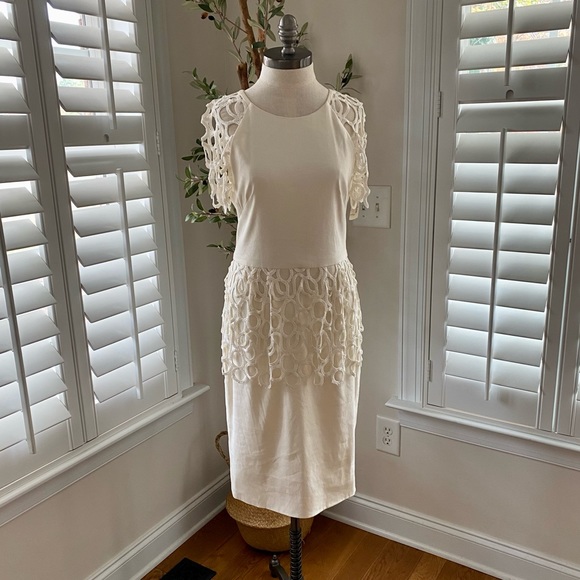 New Lela Rose macramé lace peplum dress size 10 - Picture 2 of 16